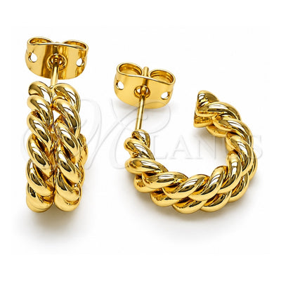 Oro Laminado Stud Earring, Gold Filled Style Twist Design, Polished, Golden Finish, 02.213.0408
