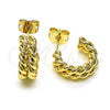 Oro Laminado Stud Earring, Gold Filled Style Twist Design, Polished, Golden Finish, 02.213.0408