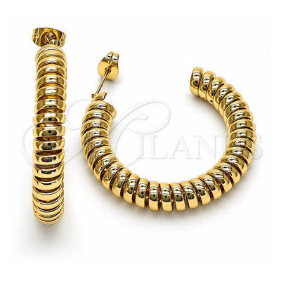 Oro Laminado Stud Earring, Gold Filled Style Spiral Design, Polished, Golden Finish, 02.213.0413.35