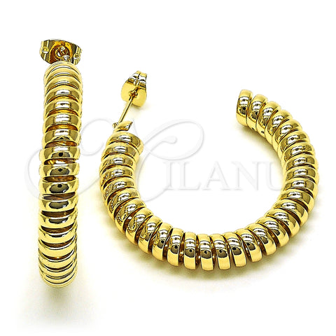 Oro Laminado Stud Earring, Gold Filled Style Spiral Design, Polished, Golden Finish, 02.213.0413.35