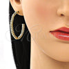 Oro Laminado Stud Earring, Gold Filled Style Twist Design, Polished, Golden Finish, 02.213.0415