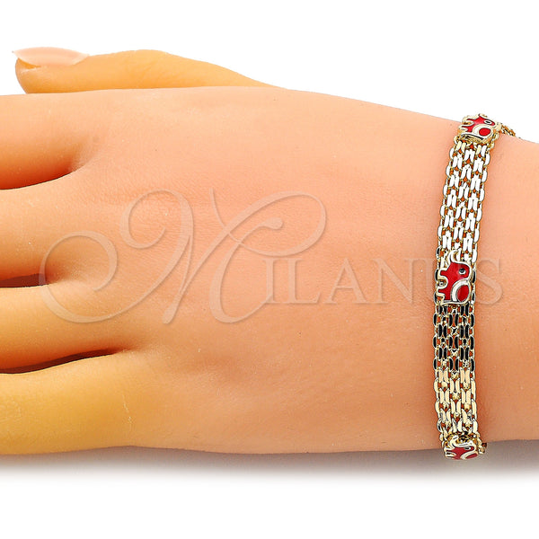 Gold Filled Bracelet — Fancy Bracelet Elephant Design Red Enamel 03. 07 — alternate product view — SKU 149602 | Oro Laminado brazalete — elegante Bracelet Elephant diseño Red Enamel 03. 07 — SKU 149602