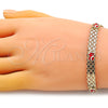 Oro Laminado Fancy Bracelet, Gold Filled Style Elephant Design, Red Enamel Finish, Golden Finish, 03.213.0156.08 (07 MM Thickness, 8 Inches Length)