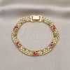 Oro Laminado Fancy Bracelet, Gold Filled Style Elephant Design, Red Enamel Finish, Golden Finish, 03.213.0156.08 (07 MM Thickness, 8 Inches Length)