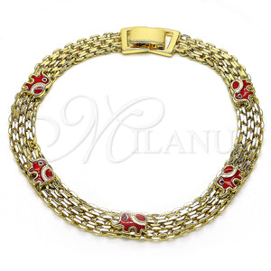 Gold Filled Bracelet — Fancy Bracelet Elephant Design Red Enamel 03. 07 — main product view — SKU 149602 | Oro Laminado brazalete — elegante Bracelet Elephant diseño Red Enamel 03. 07 — SKU 149602