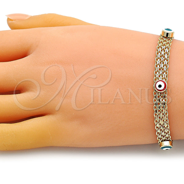 Gold Filled Bracelet — Fancy Bracelet Evil Eye and Bismark Design Multicolor — alternate product view — SKU 149603 | Oro Laminado brazalete — elegante Bracelet Evil Eye and Bismark diseño Multicolor — SKU 149603