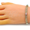 Oro Laminado Fancy Bracelet, Gold Filled Style Evil Eye and Bismark Design, Multicolor Enamel Finish, Golden Finish, 03.213.0157.08 (08 MM Thickness, 8 Inches Length)