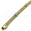 Oro Laminado Fancy Bracelet, Gold Filled Style Evil Eye and Bismark Design, Multicolor Enamel Finish, Golden Finish, 03.213.0157.08 (08 MM Thickness, 8 Inches Length)