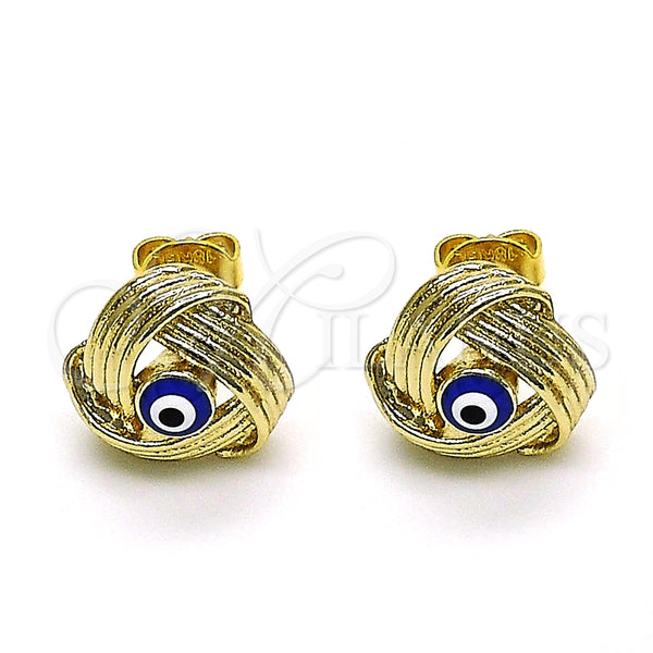 Gold Filled Ring — Stud Earring Evil Eye Design Blue Enamel 02. — alternate product view — SKU 149608 | Oro Laminado anillo — Stud Earring Evil Eye diseño Blue Enamel 02. — SKU 149608