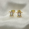 Gold Filled Ring — Stud Earring Turtle Design with Multicolor Micro Pave — alternate product view — SKU 149614 | Oro Laminado anillo — Stud Earring Turtle diseño with Multicolor Micro Pave — SKU 149614