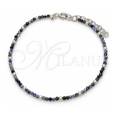 Sterling Silver Fancy Bracelet, Ball Design, with Crystal Blue Shade Crystal, Polished, Silver Finish, 03.402.0001.5.07 (02 MM Thickness, 7 Inches Length)