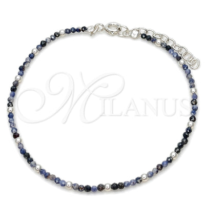Sterling Silver Fancy Bracelet, Ball Design, with Crystal Blue Shade Crystal, Polished, Silver Finish for wholesale, main product view