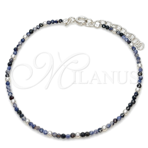 Sterling Silver Fancy Bracelet, Ball Design, with Crystal Blue Shade Crystal, Polished, Silver Finish for wholesale, main product view