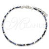 Sterling Silver Fancy Bracelet, Ball Design, with Crystal Blue Shade Crystal, Polished, Silver Finish for wholesale, main product view