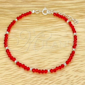 Sterling Silver Bracelet — Fancy Bracelet Ball Design with Orange Red Crystal — main product view — SKU 149617 | Plata 925 brazalete — elegante Bracelet Ball diseño with Orange Red cristal — SKU 149617