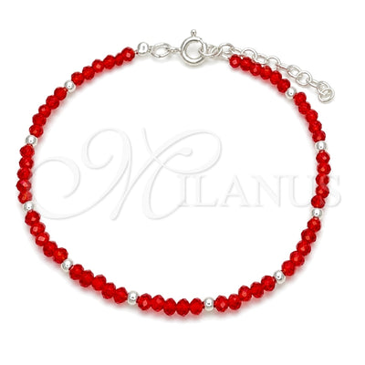 Sterling Silver Fancy Bracelet, Ball Design, with Orange Red Crystal, Polished, Silver Finish, 03.402.0001.6.07 for wholesale, main product view