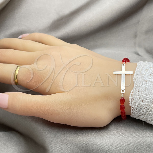 Sterling Silver Bracelet — Fancy Bracelet Ball Design with Orange Red Crystal — alternate product view — SKU 149631 | Plata 925 brazalete — elegante Bracelet Ball diseño with Orange Red cristal — SKU 149631