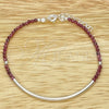 Sterling Silver Fancy Bracelet, Ball Design, with Cyclamen Opal Crystal, Polished, Silver Finish, 03.402.0008.07 (02 MM Thickness, 7 Inches Length)