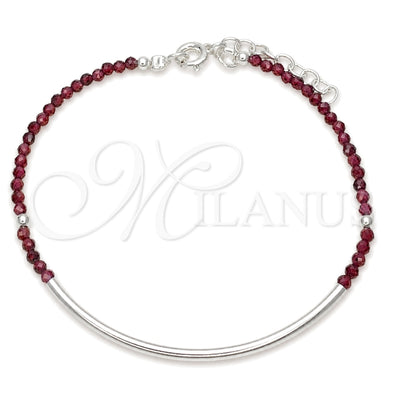 Sterling Silver Fancy Bracelet, Ball Design, with Cyclamen Opal Crystal, Polished, Silver Finish for wholesale, main product view