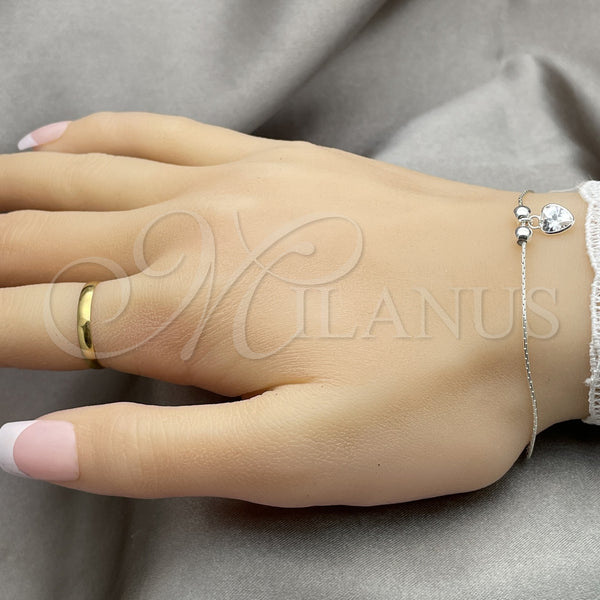 Sterling Silver Bracelet — Adjustable Bolo Bracelet Heart and Ball Design with — alternate product view — SKU 149634 | Plata 925 brazalete — Adjustable Bolo Bracelet corazón and Ball diseño with — SKU 149634