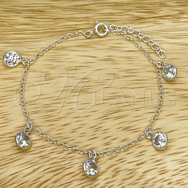 Sterling Silver Bracelet — Adjustable Bolo Bracelet Ball Design with White Cubic — main product view — SKU 149635 | Plata 925 brazalete — Adjustable Bolo Bracelet Ball diseño with blanco Cubic — SKU 149635