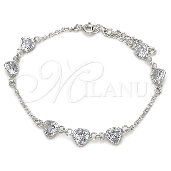 Sterling Silver Bracelet — Adjustable Bolo Bracelet Heart Design with White Cubic — main product view — SKU 149636 | Plata 925 brazalete — Adjustable Bolo Bracelet corazón diseño with blanco Cubic — SKU 149636