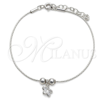 Sterling Silver Adjustable Bolo Bracelet, Star and Ball Design, Polished, Silver Finish, 03.402.0013.07 (02 MM for wholesale, main product view