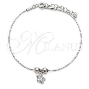 Sterling Silver Adjustable Bolo Bracelet, Star and Ball Design, Polished, Silver Finish, 03.402.0013.07 (02 MM Thickness, 7 Inches Length)