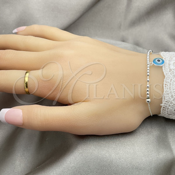 Sterling Silver Bracelet — Adjustable Bolo Bracelet Ball and Evil Eye Design — alternate product view — SKU 149638 | Plata 925 brazalete — Adjustable Bolo Bracelet Ball and Evil Eye diseño — SKU 149638