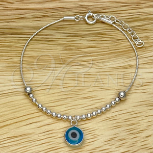 Sterling Silver Bracelet — Adjustable Bolo Bracelet Ball and Evil Eye Design — main product view — SKU 149638 | Plata 925 brazalete — Adjustable Bolo Bracelet Ball and Evil Eye diseño — SKU 149638