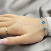 Sterling Silver Adjustable Bolo Bracelet, Ball and Evil Eye Design, with Blue Topaz Crystal, Polished, Silver Finish, 03.402.0016.07 (02 MM Thickness, 7 Inches Length)