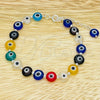 Sterling Silver Adjustable Bolo Bracelet, Ball and Evil Eye Design, with Blue Topaz and Orange Red Crystal, Polished, Silver Finish, 03.402.0025.07 (02 MM Thickness, 7 Inches Length)