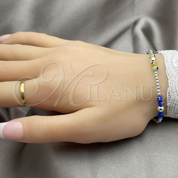 Sterling Silver Bracelet — Adjustable Bolo Bracelet Ball and Evil Eye Design — alternate product view — SKU 149651 | Plata 925 brazalete — Adjustable Bolo Bracelet Ball and Evil Eye diseño — SKU 149651