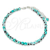 Sterling Silver Adjustable Bolo Bracelet, Ball and Evil Eye Design, with Blue Topaz Crystal, Polished, Silver Finish, 03.402.0029.07 (02 MM Thickness, 7 Inches Length)