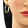 Oro Laminado Stud Earring, Gold Filled Style Baguette Design, with Multicolor Cubic Zirconia, Polished, Golden Finish, 02.64.0642.1