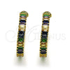 Oro Laminado Stud Earring, Gold Filled Style Baguette Design, with Multicolor Cubic Zirconia, Polished, Golden Finish, 02.64.0642.1