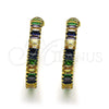 Oro Laminado Stud Earring, Gold Filled Style Baguette Design, with Multicolor Cubic Zirconia, Polished, Golden Finish, 02.64.0642.1