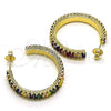 Oro Laminado Stud Earring, Gold Filled Style Baguette Design, with Multicolor Cubic Zirconia, Polished, Golden Finish, 02.64.0642.1