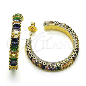 Gold Filled Ring — Stud Earring Baguette Design with Multicolor Cubic Zirconia — main product view — SKU 149657 | Oro Laminado anillo — Stud Earring Baguette diseño with Multicolor Cubic Zirconia — SKU 149657