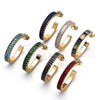 Oro Laminado Stud Earring, Gold Filled Style Baguette Design, with Multicolor Cubic Zirconia, Polished, Golden Finish, 02.64.0642.1