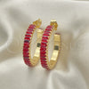 Oro Laminado Stud Earring, Gold Filled Style Baguette Design, with Garnet Cubic Zirconia, Polished, Golden Finish, 02.64.0642.2