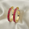 Oro Laminado Stud Earring, Gold Filled Style Baguette Design, with Garnet Cubic Zirconia, Polished, Golden Finish, 02.64.0642.2