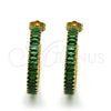 Oro Laminado Stud Earring, Gold Filled Style with Green Cubic Zirconia, Polished, Golden Finish, 02.64.0642.3