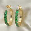 Oro Laminado Stud Earring, Gold Filled Style with Green Cubic Zirconia, Polished, Golden Finish, 02.64.0642.3