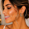 Oro Laminado Stud Earring, Gold Filled Style Baguette Design, with Blue Topaz Cubic Zirconia, Polished, Golden Finish, 02.64.0642.4