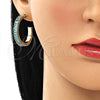 Oro Laminado Stud Earring, Gold Filled Style Baguette Design, with Blue Topaz Cubic Zirconia, Polished, Golden Finish, 02.64.0642.4