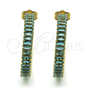 Gold Filled Ring — Stud Earring Baguette Design with Blue Topaz Cubic — main product view — SKU 149660 | Oro Laminado anillo — Stud Earring Baguette diseño with Blue Topaz Cubic — SKU 149660