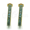 Oro Laminado Stud Earring, Gold Filled Style Baguette Design, with Blue Topaz Cubic Zirconia, Polished, Golden Finish, 02.64.0642.4