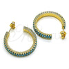 Oro Laminado Stud Earring, Gold Filled Style Baguette Design, with Blue Topaz Cubic Zirconia, Polished, Golden Finish, 02.64.0642.4