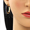 Oro Laminado Stud Earring, Gold Filled Style Baguette Design, with Sapphire Blue Cubic Zirconia, Polished, Golden Finish, 02.64.0642.5